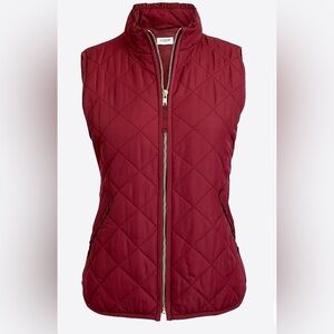 J. Crew Mercantile Quilted Vest Red Burgundy Size M 8 10 Puffer Preppy